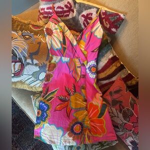 Farm Rio Vibrant Pink Floral Malibu Barbie Mini Dress XXS